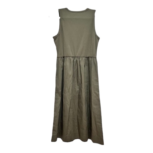 J Crew Olive Green Sleeveless Mixed Knit Midi Womens Size M Pockets Cotton - Picture 4 of 10